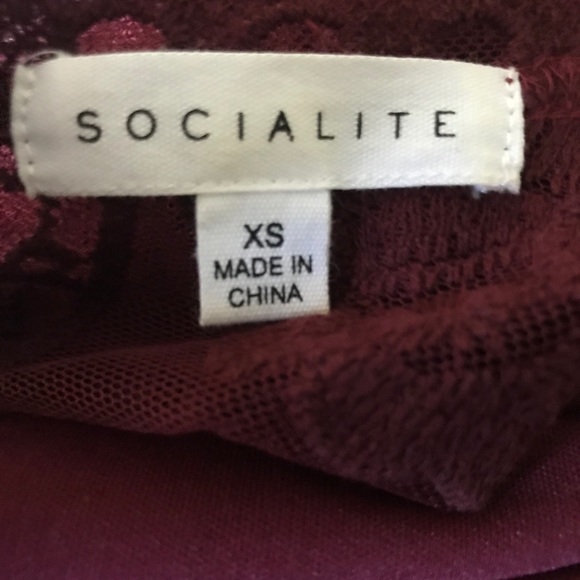 Socialite Burgundy Embroidery and Lace Maxi Dress - Picture 10 of 12